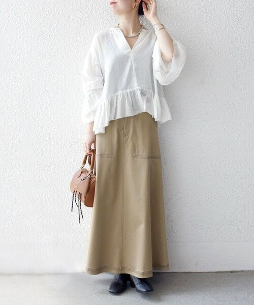 SHIPS / シップス シャツ・ブラウス | SHIPS any:〈洗濯機可能〉コットン モス ラッフル フリル キーネック ブラウス | 詳細1