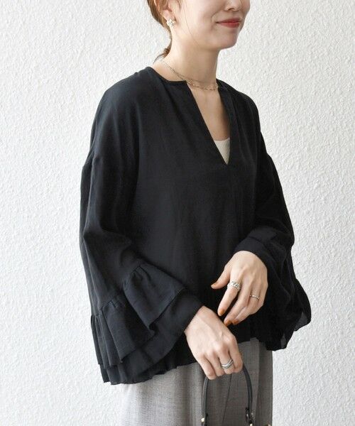 SHIPS / シップス シャツ・ブラウス | SHIPS any:〈洗濯機可能〉コットン モス ラッフル フリル キーネック ブラウス | 詳細12