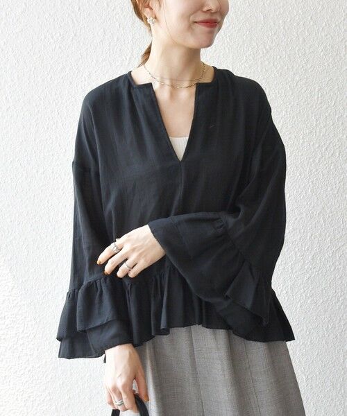 SHIPS / シップス シャツ・ブラウス | SHIPS any:〈洗濯機可能〉コットン モス ラッフル フリル キーネック ブラウス | 詳細14