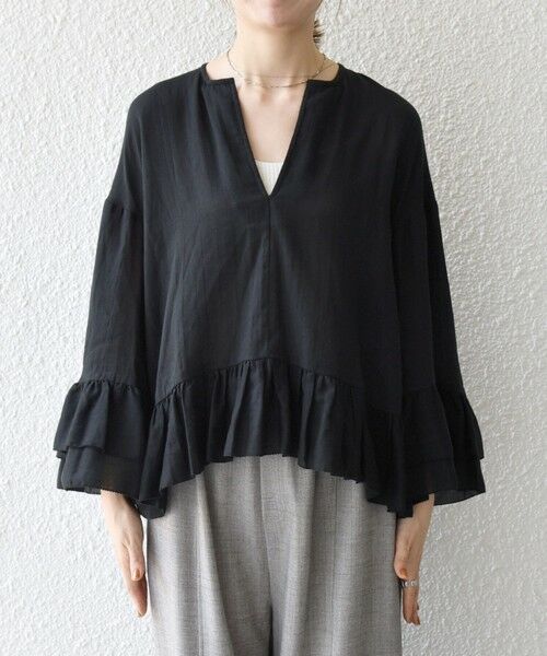 SHIPS / シップス シャツ・ブラウス | SHIPS any:〈洗濯機可能〉コットン モス ラッフル フリル キーネック ブラウス | 詳細17