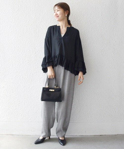 SHIPS / シップス シャツ・ブラウス | SHIPS any:〈洗濯機可能〉コットン モス ラッフル フリル キーネック ブラウス | 詳細9