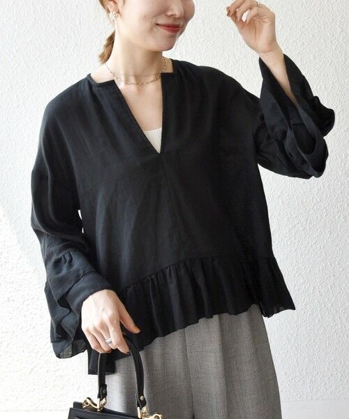 SHIPS / シップス シャツ・ブラウス | SHIPS any:〈洗濯機可能〉コットン モス ラッフル フリル キーネック ブラウス | 詳細11