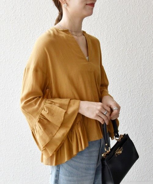 SHIPS / シップス シャツ・ブラウス | SHIPS any:〈洗濯機可能〉コットン モス ラッフル フリル キーネック ブラウス | 詳細24