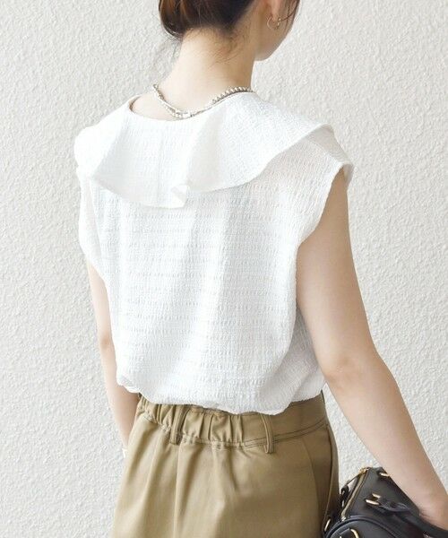 SHIPS / シップス シャツ・ブラウス | SHIPS any:〈洗濯機可能〉シアー ジャージー ラッフル フレンチ カット ブラウス | 詳細5