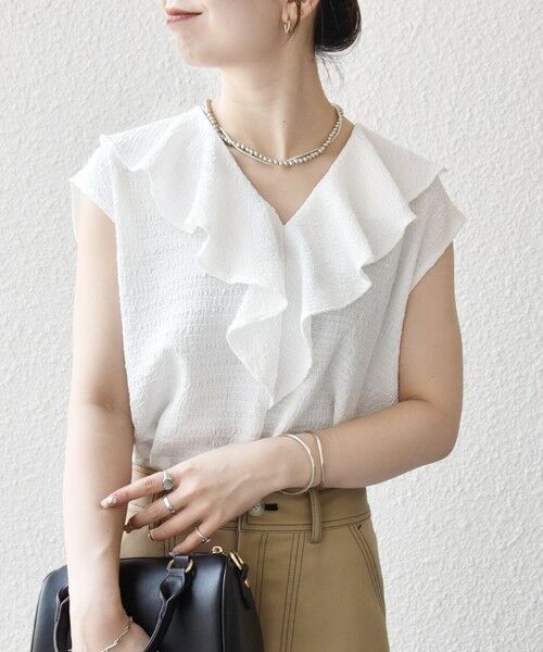 SHIPS / シップス シャツ・ブラウス | SHIPS any:〈洗濯機可能〉シアー ジャージー ラッフル フレンチ カット ブラウス | 詳細9