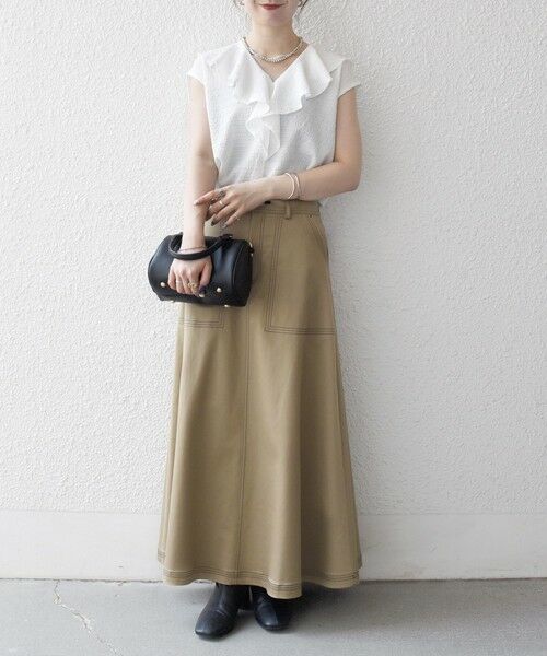 SHIPS / シップス シャツ・ブラウス | SHIPS any:〈洗濯機可能〉シアー ジャージー ラッフル フレンチ カット ブラウス | 詳細1