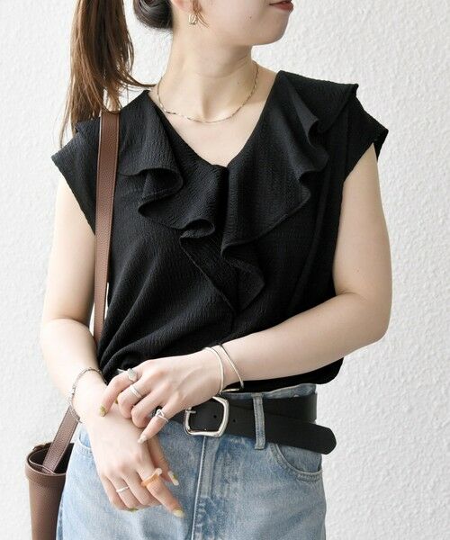 SHIPS / シップス シャツ・ブラウス | SHIPS any:〈洗濯機可能〉シアー ジャージー ラッフル フレンチ カット ブラウス | 詳細15