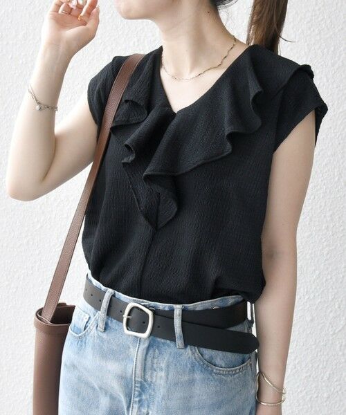 SHIPS / シップス シャツ・ブラウス | SHIPS any:〈洗濯機可能〉シアー ジャージー ラッフル フレンチ カット ブラウス | 詳細18