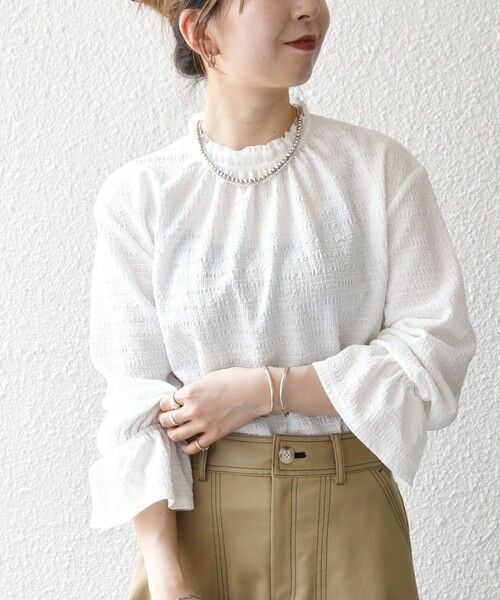 SHIPS / シップス シャツ・ブラウス | SHIPS any:〈洗濯機可能〉シアー ジャージー スタンド フリル カット ブラウス | 詳細3