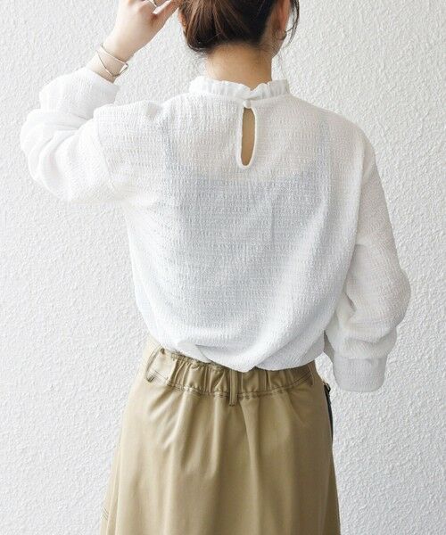 SHIPS / シップス シャツ・ブラウス | SHIPS any:〈洗濯機可能〉シアー ジャージー スタンド フリル カット ブラウス | 詳細6