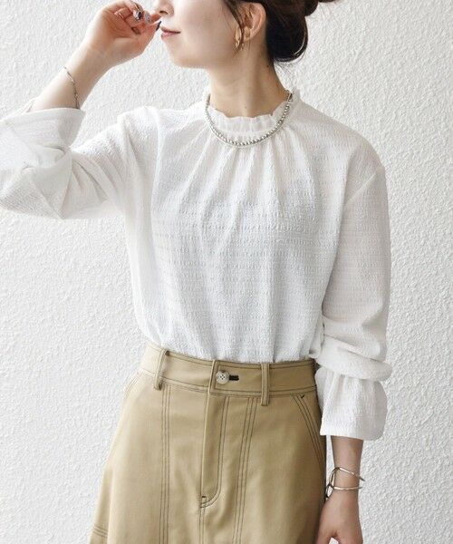 SHIPS / シップス シャツ・ブラウス | SHIPS any:〈洗濯機可能〉シアー ジャージー スタンド フリル カット ブラウス | 詳細7