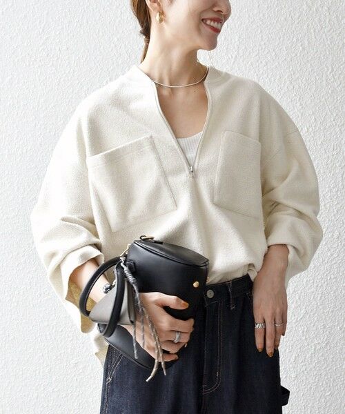 SHIPS / シップス カットソー | 《一部追加予約》SHIPS any:〈洗濯機可能〉フリース ライク ハーフジップ ポケット プルオーバー | 詳細3