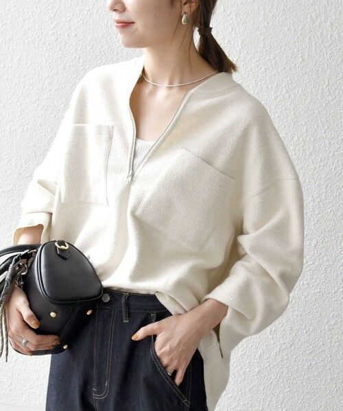 SHIPS / シップス カットソー | 《一部追加予約》SHIPS any:〈洗濯機可能〉フリース ライク ハーフジップ ポケット プルオーバー | 詳細6