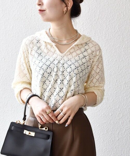 SHIPS / シップス カットソー（半袖以外） | SHIPS any:〈手洗い可能〉起毛 レース パイピング プルオーバー | 詳細3