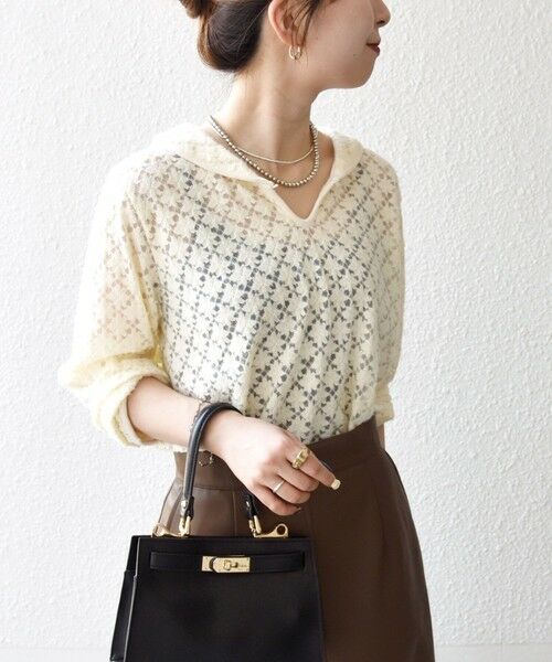 SHIPS / シップス カットソー（半袖以外） | SHIPS any:〈手洗い可能〉起毛 レース パイピング プルオーバー | 詳細4