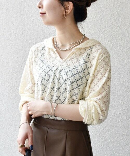 SHIPS / シップス カットソー（半袖以外） | SHIPS any:〈手洗い可能〉起毛 レース パイピング プルオーバー | 詳細6