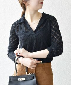 SHIPS / シップス カットソー（半袖以外） | SHIPS any:〈手洗い可能〉起毛 レース 開襟 スキッパー プルオーバー