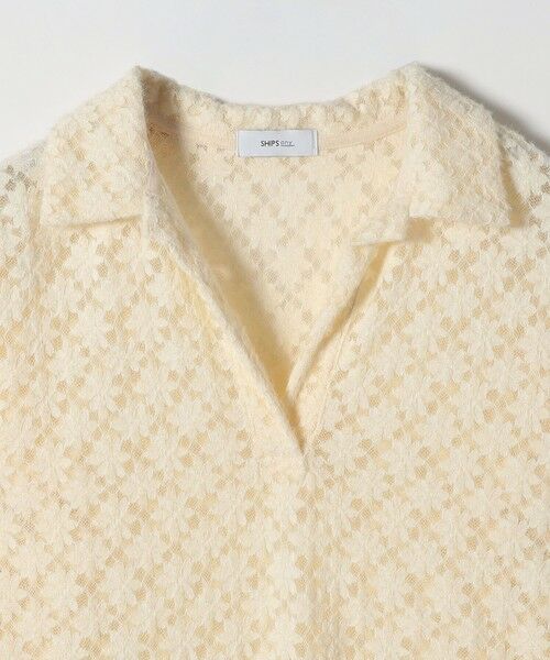 SHIPS / シップス カットソー（半袖以外） | SHIPS any:〈手洗い可能〉起毛 レース 開襟 スキッパー プルオーバー | 詳細8