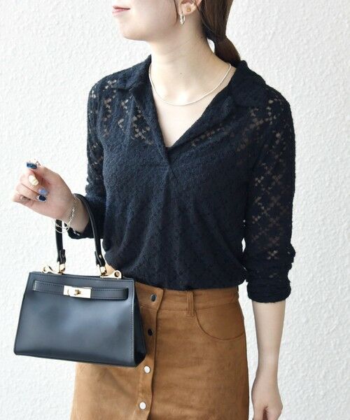 SHIPS / シップス カットソー（半袖以外） | SHIPS any:〈手洗い可能〉起毛 レース 開襟 スキッパー プルオーバー | 詳細16