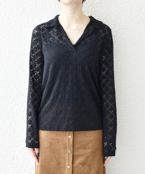 SHIPS / シップス カットソー（半袖以外） | SHIPS any:〈手洗い可能〉起毛 レース 開襟 スキッパー プルオーバー | 詳細21