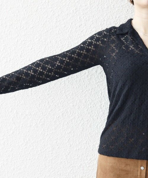 SHIPS / シップス カットソー（半袖以外） | SHIPS any:〈手洗い可能〉起毛 レース 開襟 スキッパー プルオーバー | 詳細24