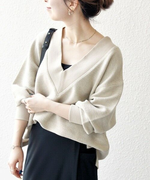 SHIPS / シップス カットソー（半袖以外） | SHIPS any:〈手洗い可能〉サカリバ 深Vネック ルーズ プルオーバー | 詳細16