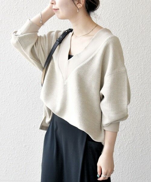 SHIPS / シップス カットソー（半袖以外） | SHIPS any:〈手洗い可能〉サカリバ 深Vネック ルーズ プルオーバー | 詳細17