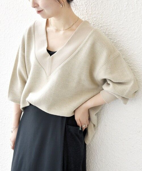 SHIPS / シップス カットソー（半袖以外） | SHIPS any:〈手洗い可能〉サカリバ 深Vネック ルーズ プルオーバー | 詳細24