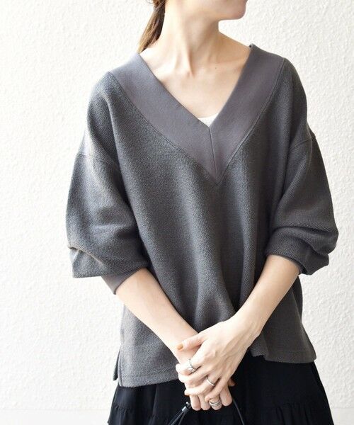 SHIPS / シップス カットソー（半袖以外） | SHIPS any:〈手洗い可能〉サカリバ 深Vネック ルーズ プルオーバー | 詳細29