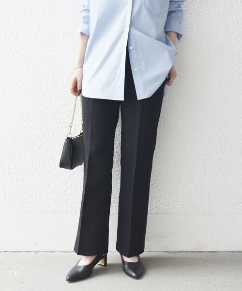 SHIPS for women/シップスウィメン SHIPS any:〈洗濯機可能〉ダブルクロス セミフレア パンツ［NAVY BLUE］ ブラック 40