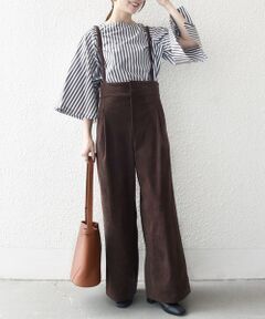 SHIPS / シップス その他パンツ | SHIPS any:〈手洗い可能〉コーデュロイ サスペンダー付 ハイウエスト ワイド パンツ