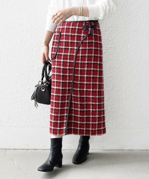 SHIPS / シップス ロング・マキシ丈スカート | SHIPS any: ブロック ツイード タイト スカート | 詳細3