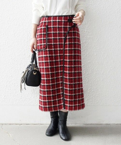 SHIPS / シップス ロング・マキシ丈スカート | SHIPS any: ブロック ツイード タイト スカート | 詳細4