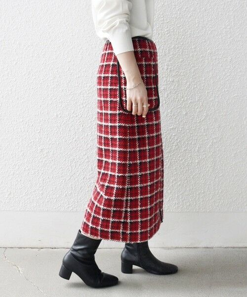 SHIPS / シップス ロング・マキシ丈スカート | SHIPS any: ブロック ツイード タイト スカート | 詳細5