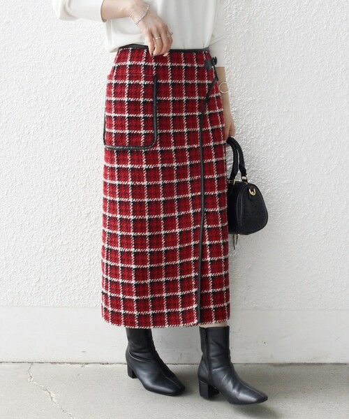 SHIPS / シップス ロング・マキシ丈スカート | SHIPS any: ブロック ツイード タイト スカート | 詳細6