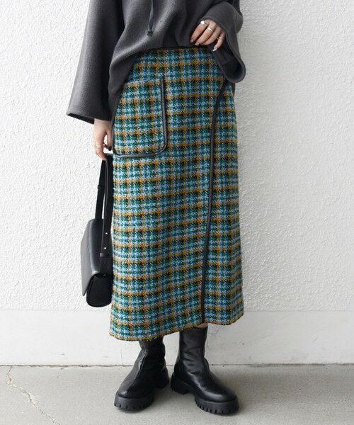 SHIPS / シップス ロング・マキシ丈スカート | SHIPS any: ブロック ツイード タイト スカート | 詳細21
