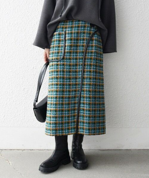 SHIPS / シップス ロング・マキシ丈スカート | SHIPS any: ブロック ツイード タイト スカート | 詳細25