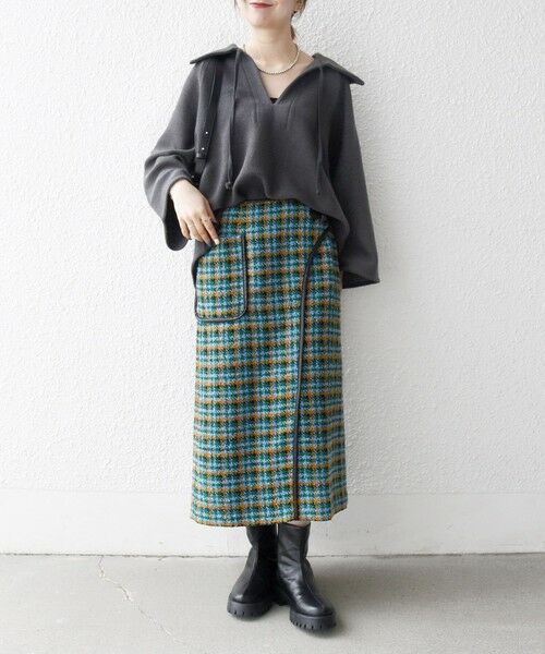 SHIPS / シップス ロング・マキシ丈スカート | SHIPS any: ブロック ツイード タイト スカート | 詳細18