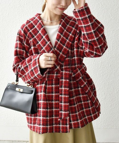 SHIPS / シップス その他アウター | SHIPS any: ブロック ツイード コクーン コート | 詳細7