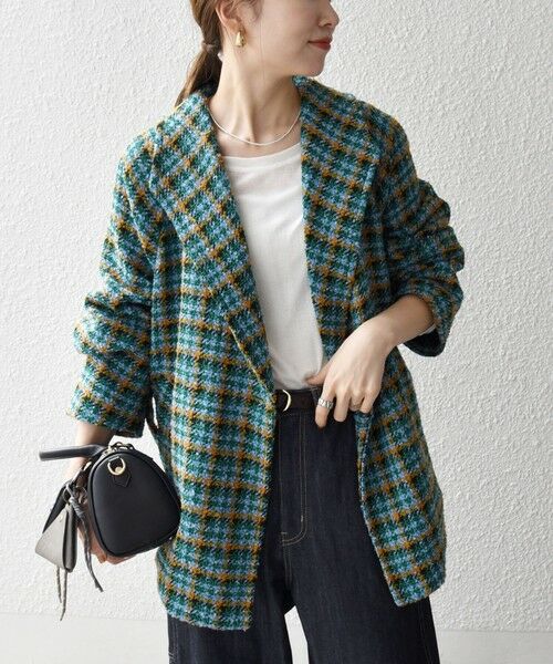 SHIPS / シップス その他アウター | SHIPS any: ブロック ツイード コクーン コート | 詳細20