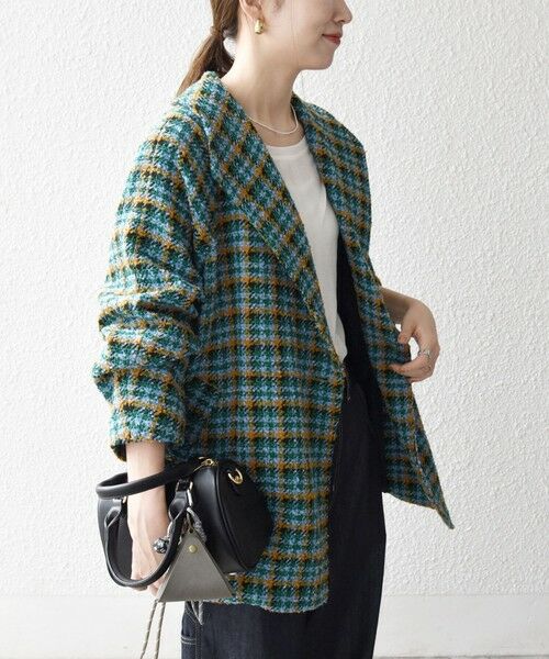 SHIPS / シップス その他アウター | SHIPS any: ブロック ツイード コクーン コート | 詳細21