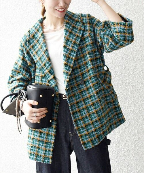 SHIPS / シップス その他アウター | SHIPS any: ブロック ツイード コクーン コート | 詳細24