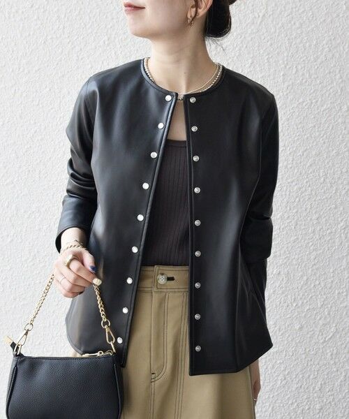 SHIPS / シップス ノーカラージャケット | SHIPS any: コンパクト ドット スナップ カーディガン ジャケット | 詳細10