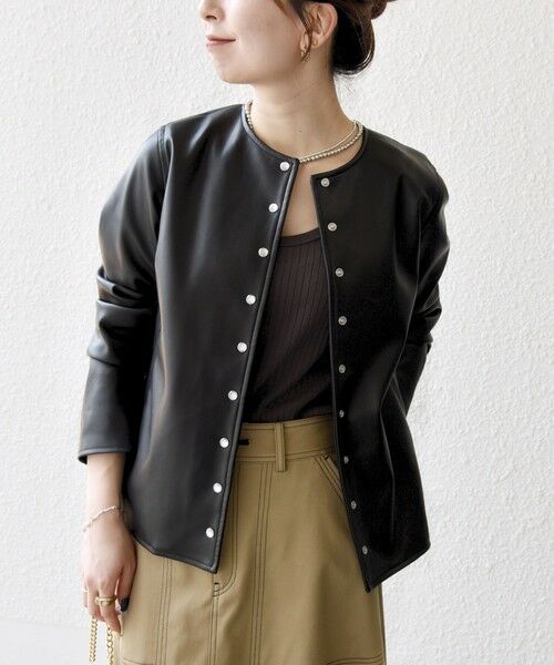 SHIPS / シップス ノーカラージャケット | SHIPS any: コンパクト ドット スナップ カーディガン ジャケット | 詳細3