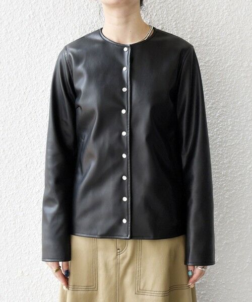 SHIPS / シップス ノーカラージャケット | SHIPS any: コンパクト ドット スナップ カーディガン ジャケット | 詳細13