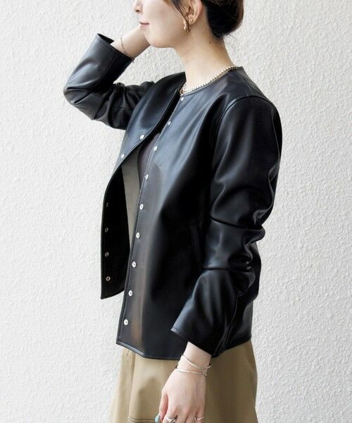 SHIPS / シップス ノーカラージャケット | SHIPS any: コンパクト ドット スナップ カーディガン ジャケット | 詳細8