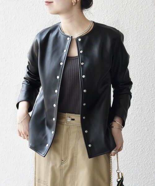 SHIPS / シップス ノーカラージャケット | SHIPS any: コンパクト ドット スナップ カーディガン ジャケット | 詳細9