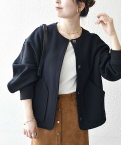 SHIPS / シップス ブルゾン | SHIPS any:〈洗濯機可能〉ダンボール ノーカラー コンパクト ブルゾン