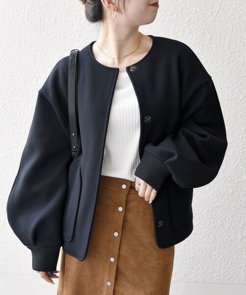 SHIPS / シップス ブルゾン | SHIPS any:〈洗濯機可能〉ダンボール ノーカラー コンパクト ブルゾン | 詳細10