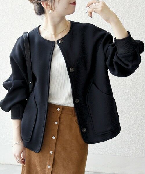 SHIPS / シップス ブルゾン | SHIPS any:〈洗濯機可能〉ダンボール ノーカラー コンパクト ブルゾン | 詳細4